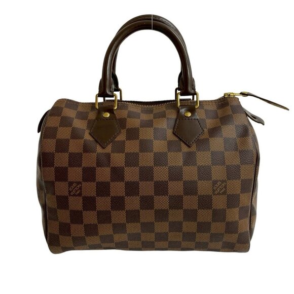 LOUIS VUITTON Brown Damier Leather Speedy 25 Boston Bag - Picture 3 of 10